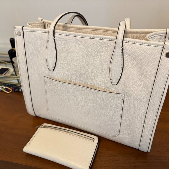 Kate Spade New York Market Pebbled Leather Medium Tote + Wallet in Parchment - Picture 2 of 6